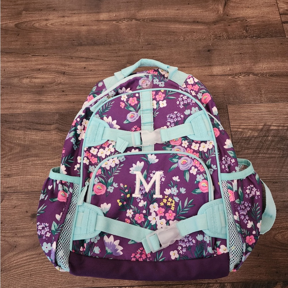 Pottery Barn Kids Purple and Teal Floral Backpack